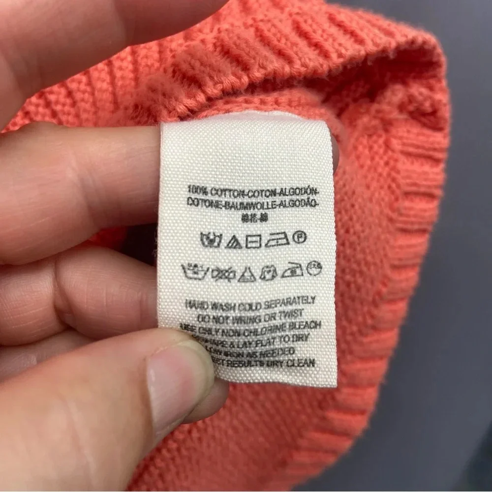 FREE PEOPLE La Brea Oversized Heavy Knit V-Neck Ribbed Sweater in Coral Small - Picture 5 of 10